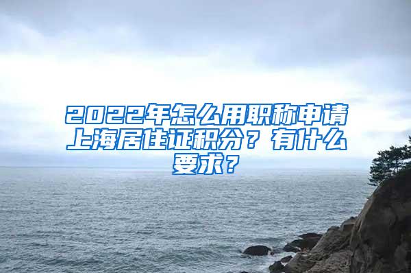 2022年怎么用职称申请上海居住证积分？有什么要求？