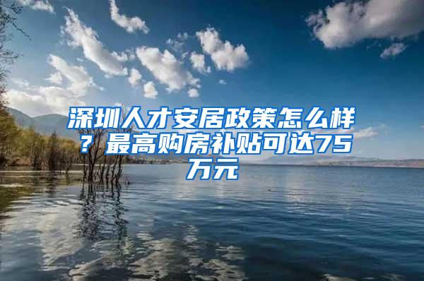 深圳人才安居政策怎么样？最高购房补贴可达75万元