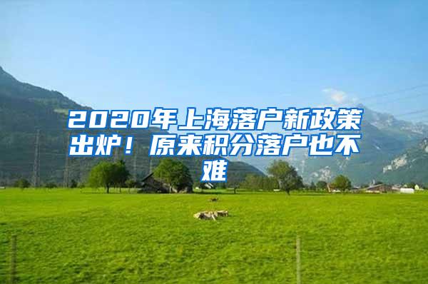 2020年上海落户新政策出炉！原来积分落户也不难