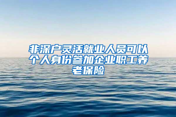 非深户灵活就业人员可以个人身份参加企业职工养老保险