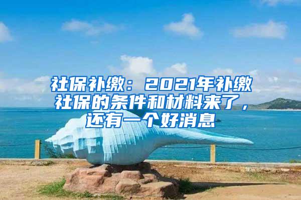 社保补缴：2021年补缴社保的条件和材料来了，还有一个好消息