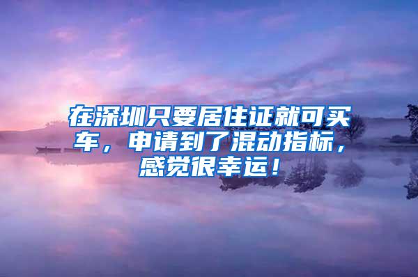 在深圳只要居住证就可买车，申请到了混动指标，感觉很幸运！