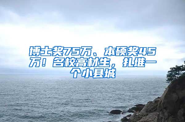 博士奖75万、本硕奖45万！名校高材生，扎堆一个小县城