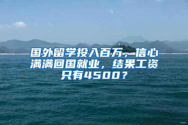 国外留学投入百万，信心满满回国就业，结果工资只有4500？