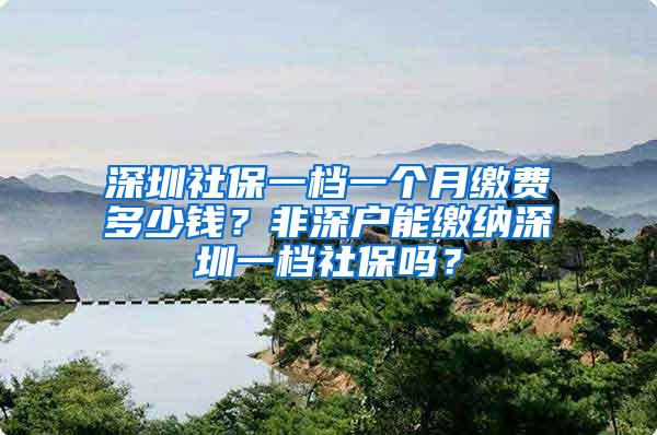 深圳社保一档一个月缴费多少钱？非深户能缴纳深圳一档社保吗？