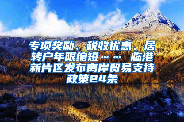 专项奖励、税收优惠、居转户年限缩短…… 临港新片区发布离岸贸易支持政策24条