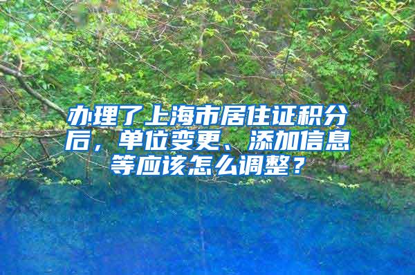 办理了上海市居住证积分后，单位变更、添加信息等应该怎么调整？