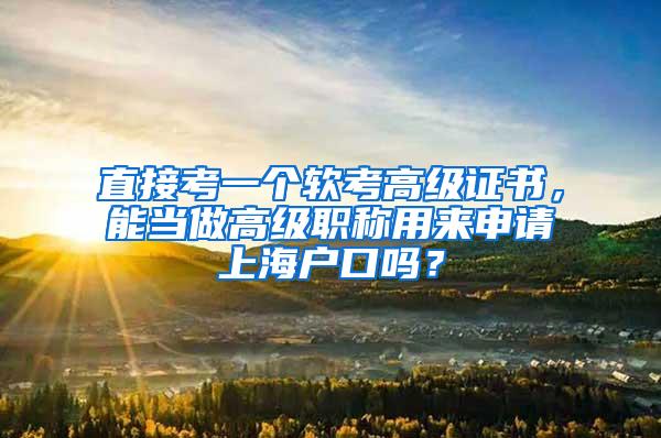 直接考一个软考高级证书，能当做高级职称用来申请上海户口吗？