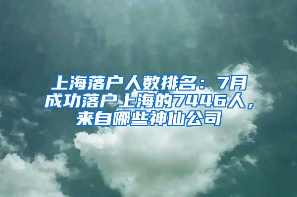 上海落户人数排名：7月成功落户上海的7446人，来自哪些神仙公司