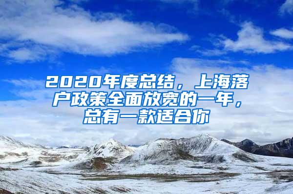 2020年度总结，上海落户政策全面放宽的一年，总有一款适合你