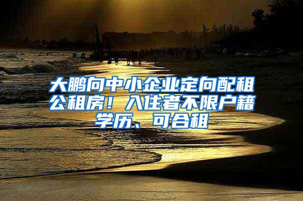 大鹏向中小企业定向配租公租房！入住者不限户籍学历、可合租