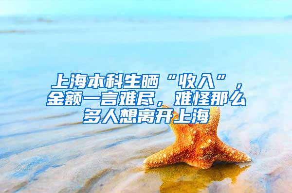 上海本科生晒“收入”，金额一言难尽，难怪那么多人想离开上海