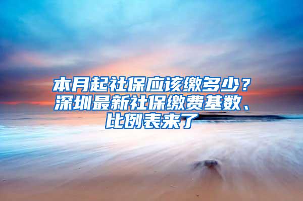 本月起社保应该缴多少？深圳最新社保缴费基数、比例表来了