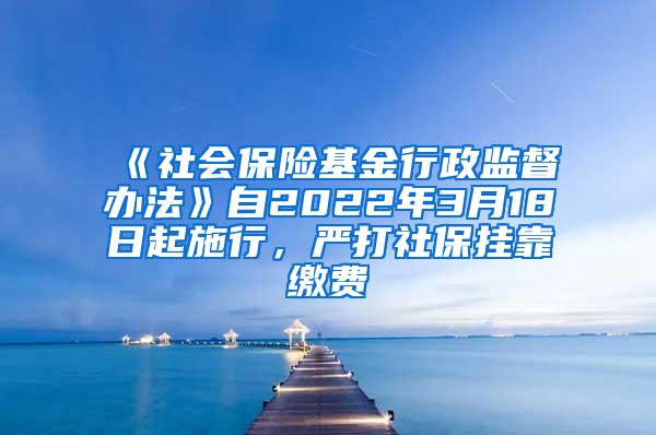 《社会保险基金行政监督办法》自2022年3月18日起施行，严打社保挂靠缴费