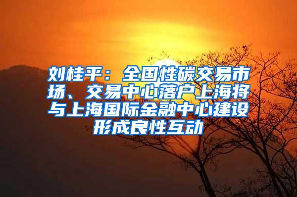 刘桂平：全国性碳交易市场、交易中心落户上海将与上海国际金融中心建设形成良性互动