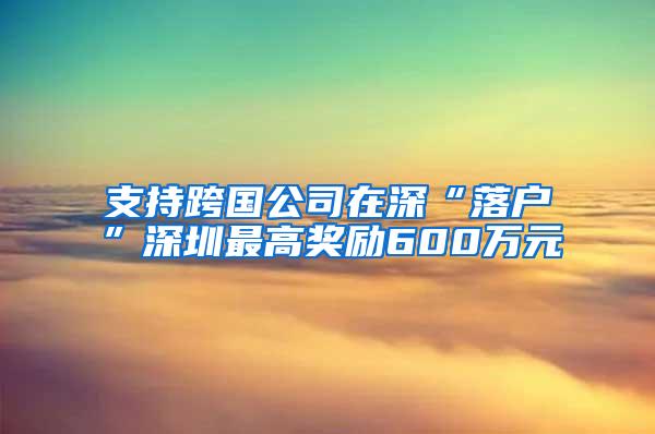 支持跨国公司在深“落户”深圳最高奖励600万元