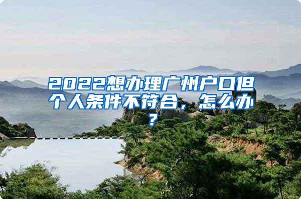 2022想办理广州户口但个人条件不符合，怎么办？