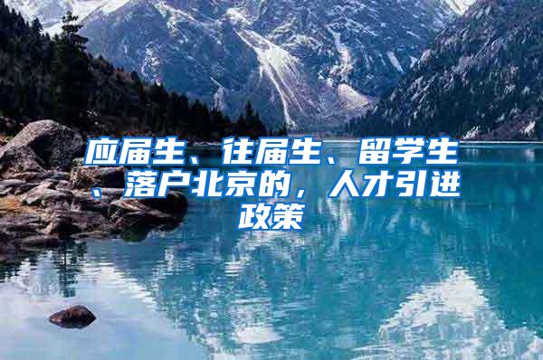 应届生、往届生、留学生、落户北京的，人才引进政策