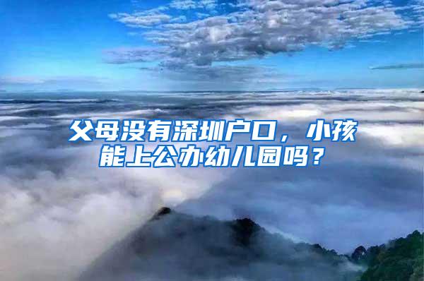 父母没有深圳户口，小孩能上公办幼儿园吗？