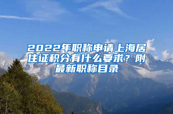 2022年职称申请上海居住证积分有什么要求？附最新职称目录