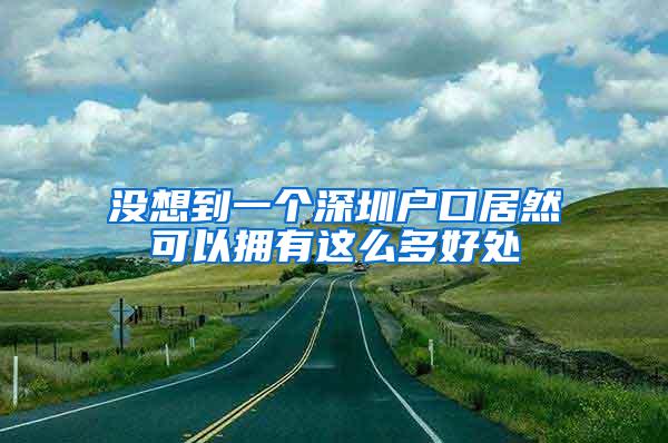 没想到一个深圳户口居然可以拥有这么多好处