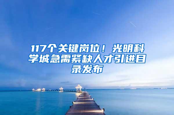 117个关键岗位！光明科学城急需紧缺人才引进目录发布