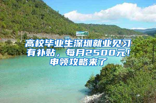 高校毕业生深圳就业见习有补贴，每月2500元！申领攻略来了