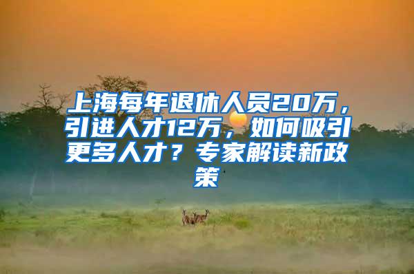 上海每年退休人员20万，引进人才12万，如何吸引更多人才？专家解读新政策