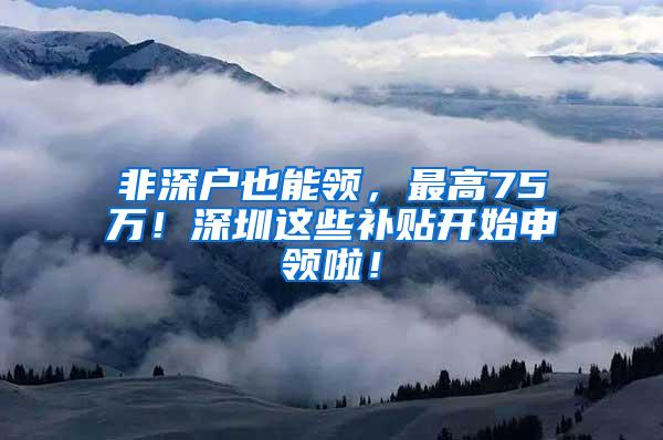 非深户也能领，最高75万！深圳这些补贴开始申领啦！