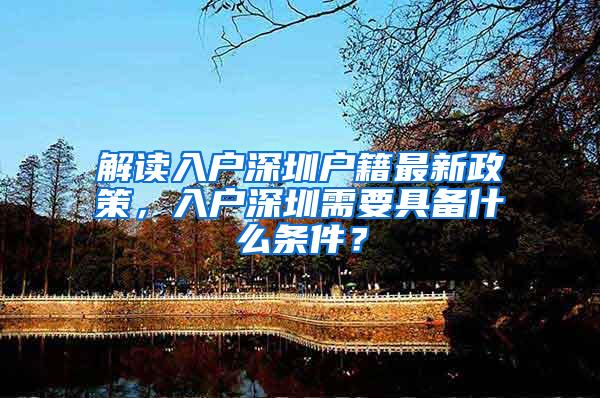 解读入户深圳户籍最新政策，入户深圳需要具备什么条件？