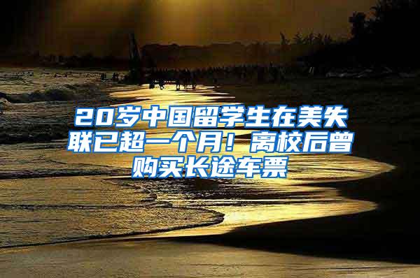 20岁中国留学生在美失联已超一个月！离校后曾购买长途车票