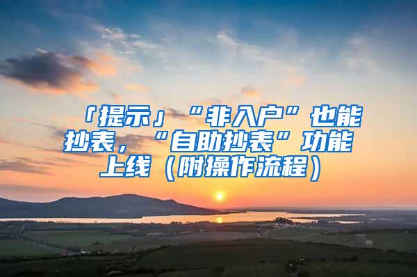 「提示」“非入户”也能抄表，“自助抄表”功能上线（附操作流程）