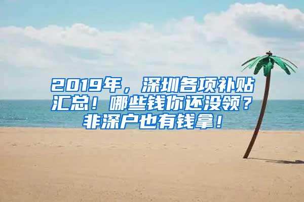 2019年，深圳各项补贴汇总！哪些钱你还没领？非深户也有钱拿！