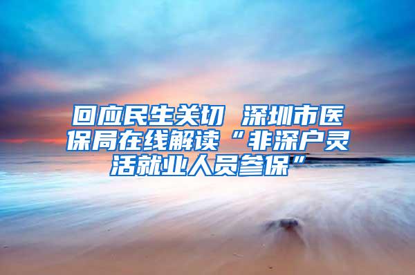 回应民生关切 深圳市医保局在线解读“非深户灵活就业人员参保”