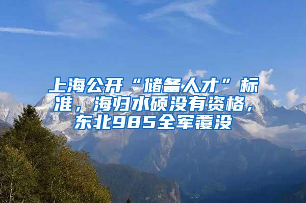 上海公开“储备人才”标准，海归水硕没有资格，东北985全军覆没