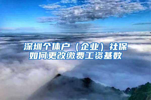 深圳个体户（企业）社保如何更改缴费工资基数