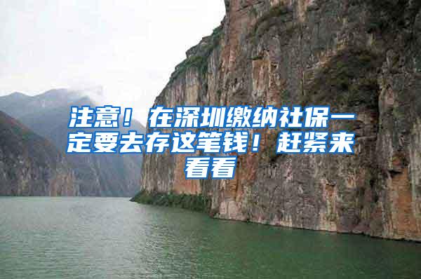 注意！在深圳缴纳社保一定要去存这笔钱！赶紧来看看