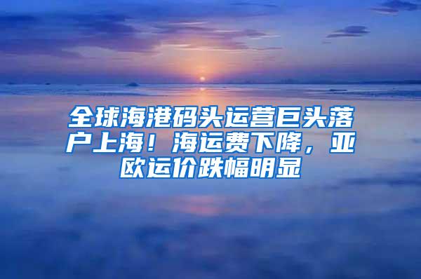 全球海港码头运营巨头落户上海！海运费下降，亚欧运价跌幅明显