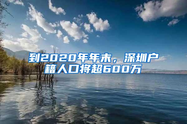 到2020年年末，深圳户籍人口将超600万