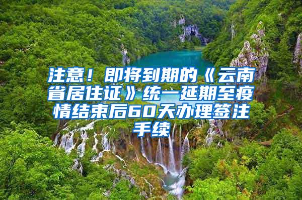 注意！即将到期的《云南省居住证》统一延期至疫情结束后60天办理签注手续