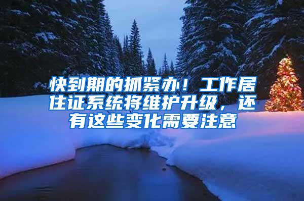 快到期的抓紧办！工作居住证系统将维护升级，还有这些变化需要注意