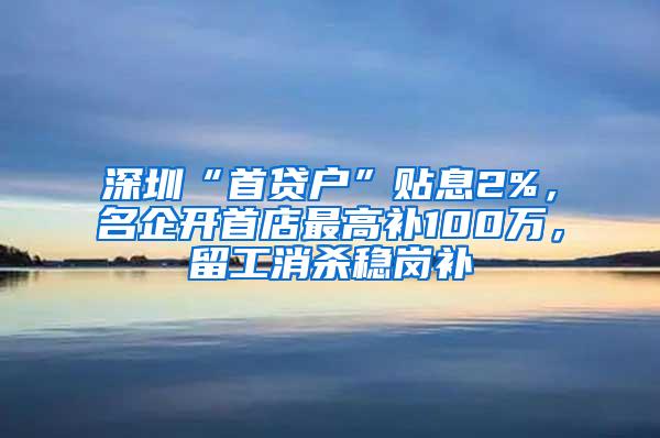 深圳“首贷户”贴息2%，名企开首店最高补100万，留工消杀稳岗补