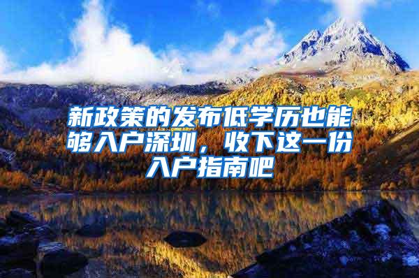 新政策的发布低学历也能够入户深圳，收下这一份入户指南吧