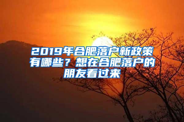 2019年合肥落户新政策有哪些？想在合肥落户的朋友看过来