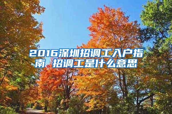 2016深圳招调工入户指南 招调工是什么意思