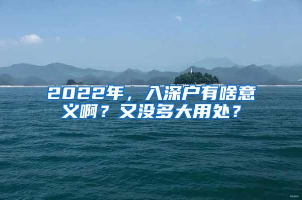 2022年，入深户有啥意义啊？又没多大用处？