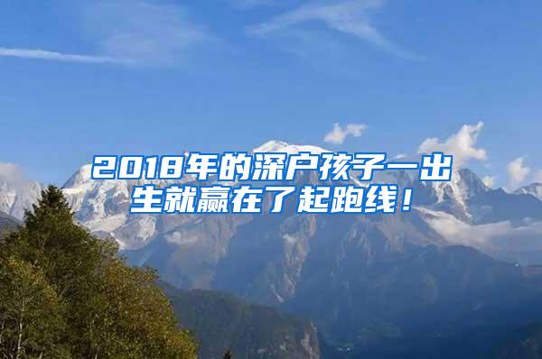 2018年的深户孩子一出生就赢在了起跑线！