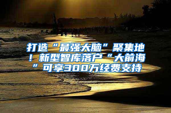 打造“最强大脑”聚集地！新型智库落户“大前海”可享300万经费支持