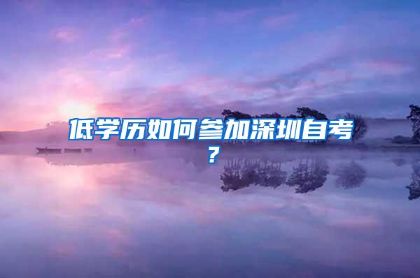 低学历如何参加深圳自考？