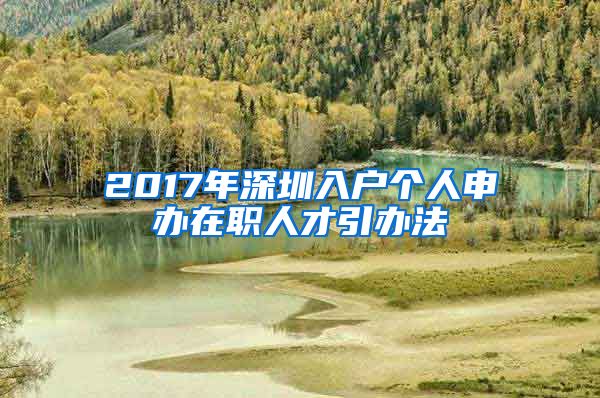 2017年深圳入户个人申办在职人才引办法